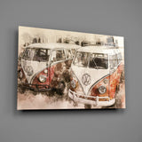 Vosvos Minibus Glass Wall Art.