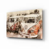 Vosvos Minibus Glass Wall Art.