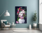 Flower and Woman Glass Wall Art.