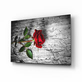 Red Rose Glass Wall Art.
