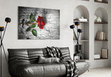 Red Rose Glass Wall Art.