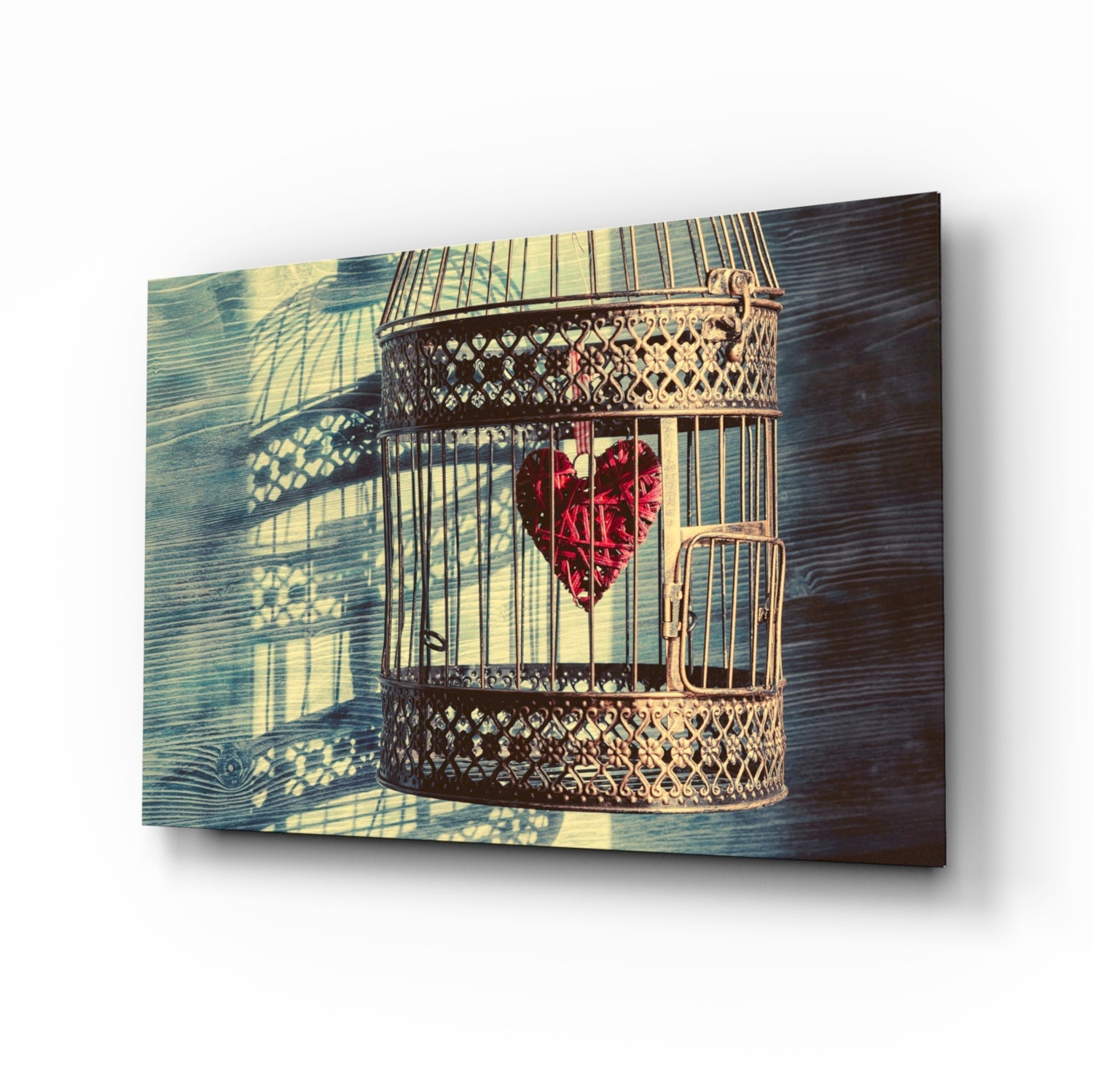 Caged Heart Glass Wall Art.