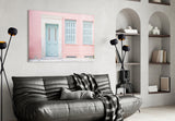 Pink House Glass Wall Art.