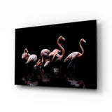 Flamingos Glass Wall Art.