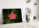 Pink Leaf Glass Wall Art.