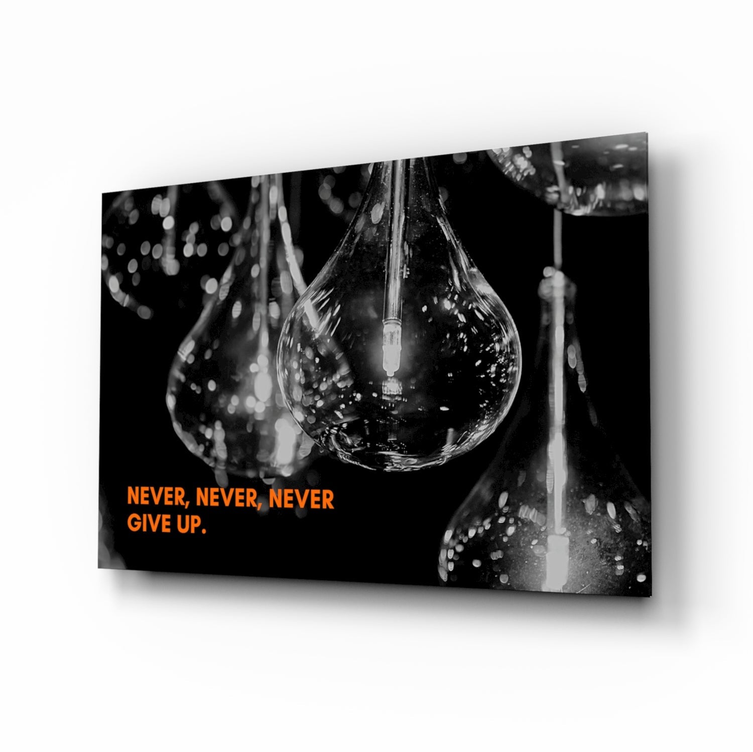 Never Give Up Glass Wall Art.