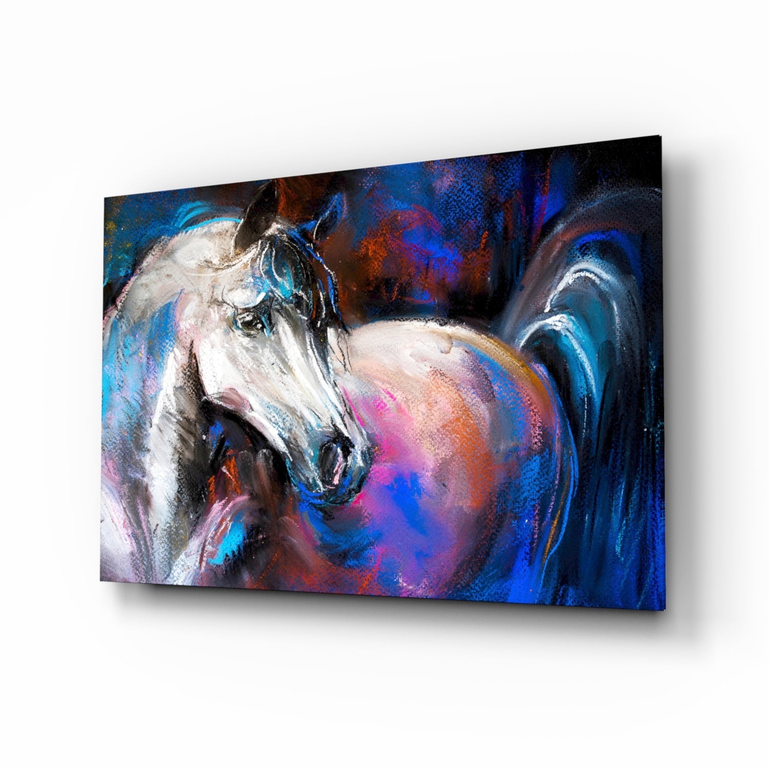 White Horse Glass Wall Art.
