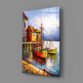 Boats on the Shore Glass Wall Art.