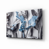 Blue Flowers Glass Wall Art.