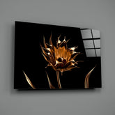 Golden Flower Glass Wall Art.