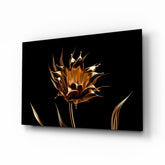 Golden Flower Glass Wall Art.