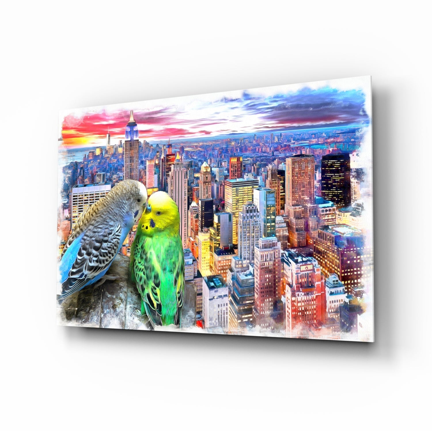 Budgies Glass Wall Art.