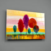 Colorful Trees Glass Wall Art.