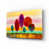 Colorful Trees Glass Wall Art.