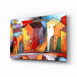 Colorful Houses Glass Wall Art.