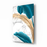 Turquoise Leaves Glass Wall Art.