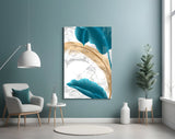 Turquoise Leaves Glass Wall Art.