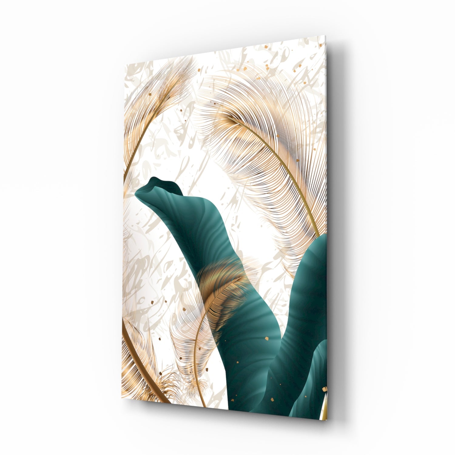 Green Leaves Glass Wall Art.