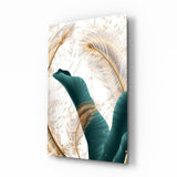 Green Leaves Glass Wall Art.