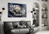 Gray Flower Glass Wall Art.