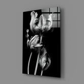 Black and White Flowers Glass Wall Art.