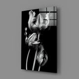 Black and White Flowers Glass Wall Art.