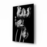 Black and White Flowers Glass Wall Art.