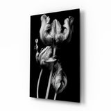 Black and White Flowers Glass Wall Art.