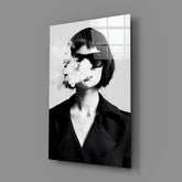 Black and White Woman Glass Wall Art.