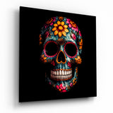 Flowery Skull Glass Wall Art || Designers Collection