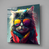 Cool Cat Glass Wall Art || Designers Collection