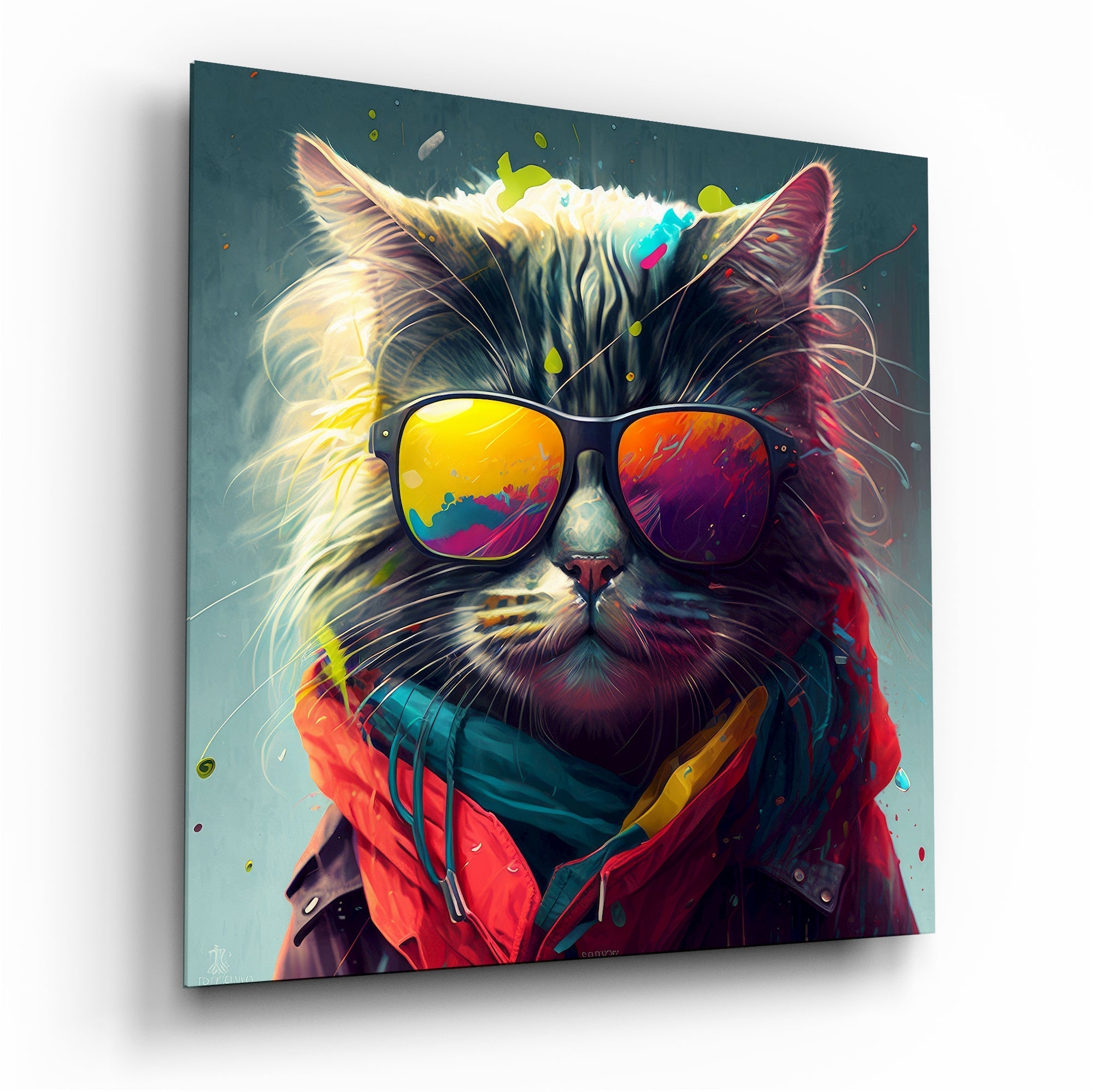 Cool Cat Glass Wall Art || Designers Collection