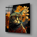 Intellectual Cat Glass Wall Art || Designers Collection