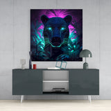 Neon Panther Glass Wall Art || Designers Collection
