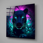 Neon Panther Glass Wall Art || Designers Collection