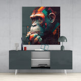 Ape the Thinker Glass Wall Art || Designers Collection