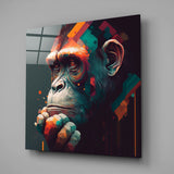 Ape the Thinker Glass Wall Art || Designers Collection