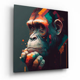 Ape the Thinker Glass Wall Art || Designers Collection
