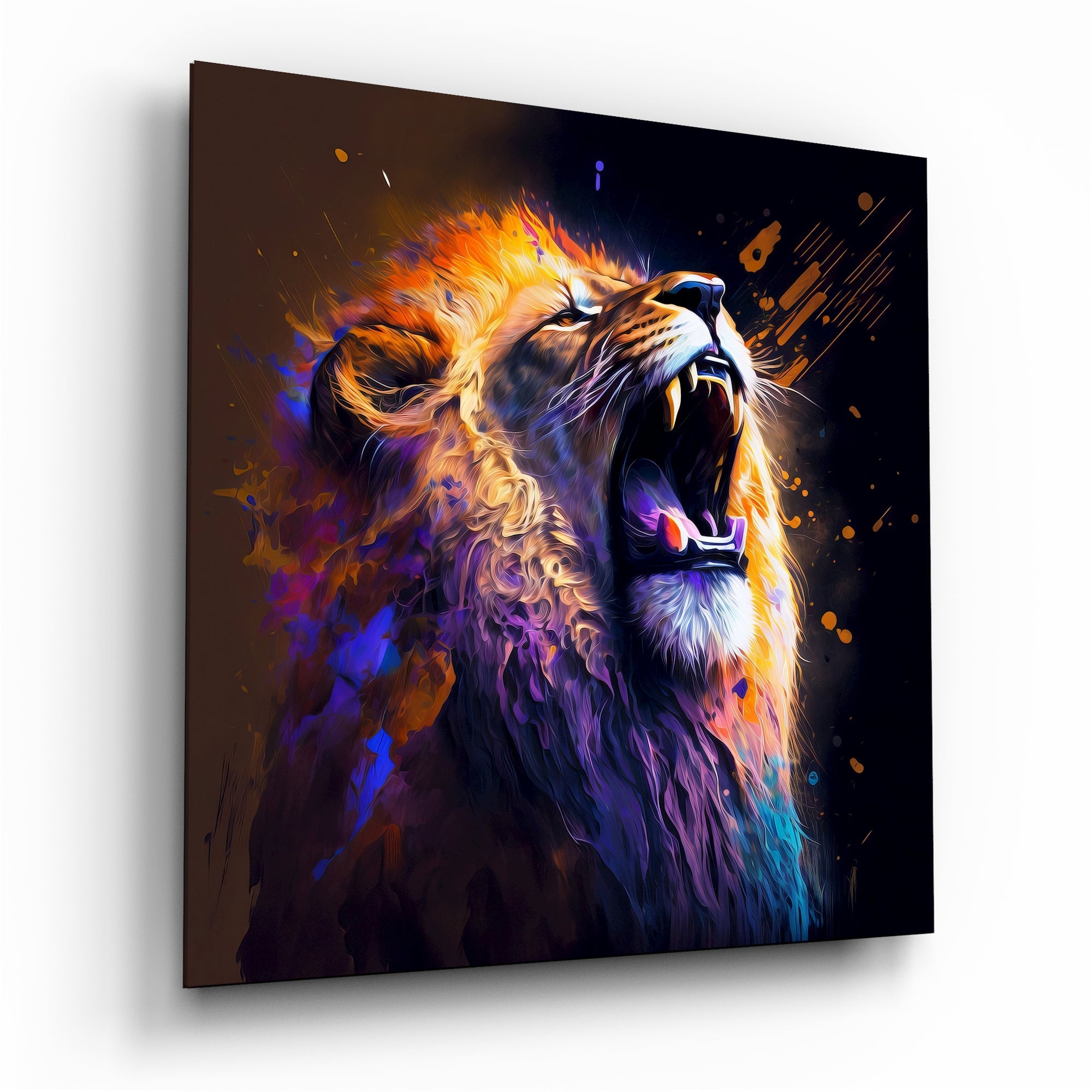 Roaring Lion Glass Wall Art || Designers Collection