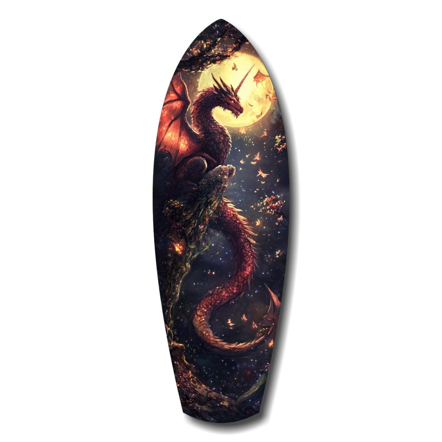 Moonlit Dragon Flight of the Night Glass Wall Art