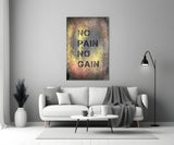 No Pain No Gain Glass Wall Art.