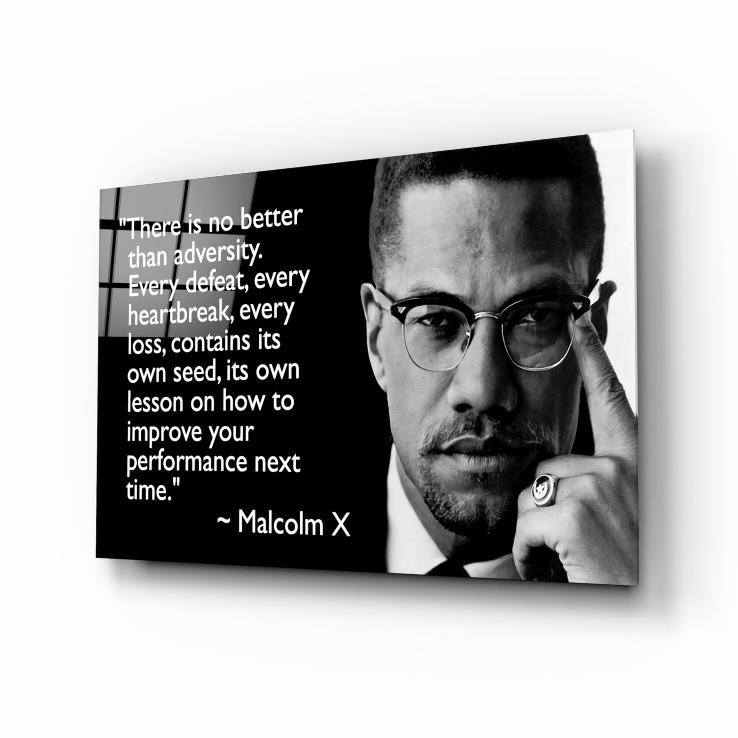 Words of Malcolm X Glass Wall Art.