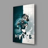 Jalen Hurts Glass Wall Art.