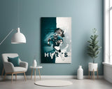 Jalen Hurts Glass Wall Art.
