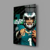 Jalen Hurts Glass Wall Art.