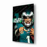 Jalen Hurts Glass Wall Art.