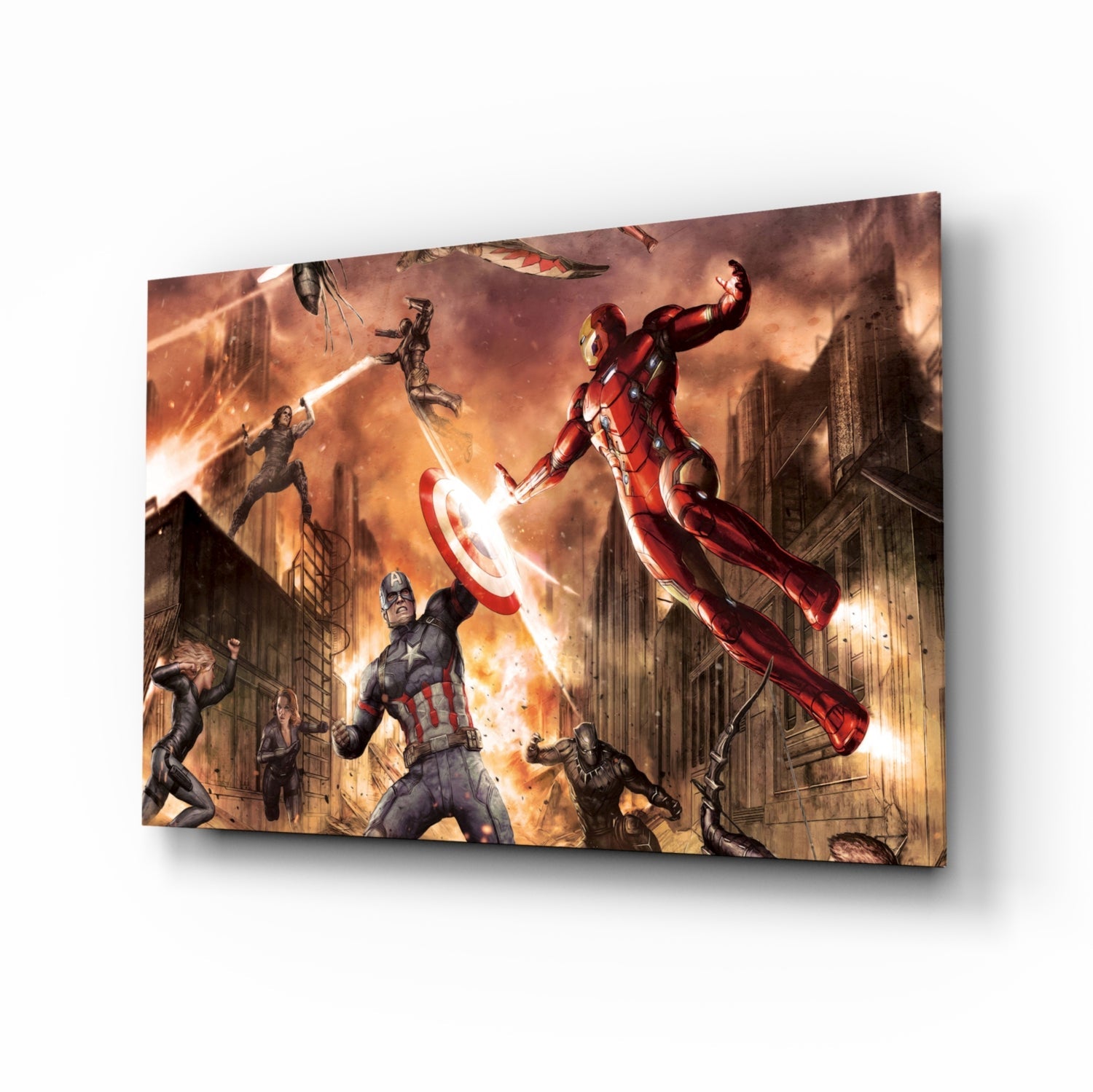 Captain America vs Iron Man Glass Wall Art.
