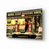 Marilyn Elvis Humphrey - Retro Gas Station Glass Wall Art.