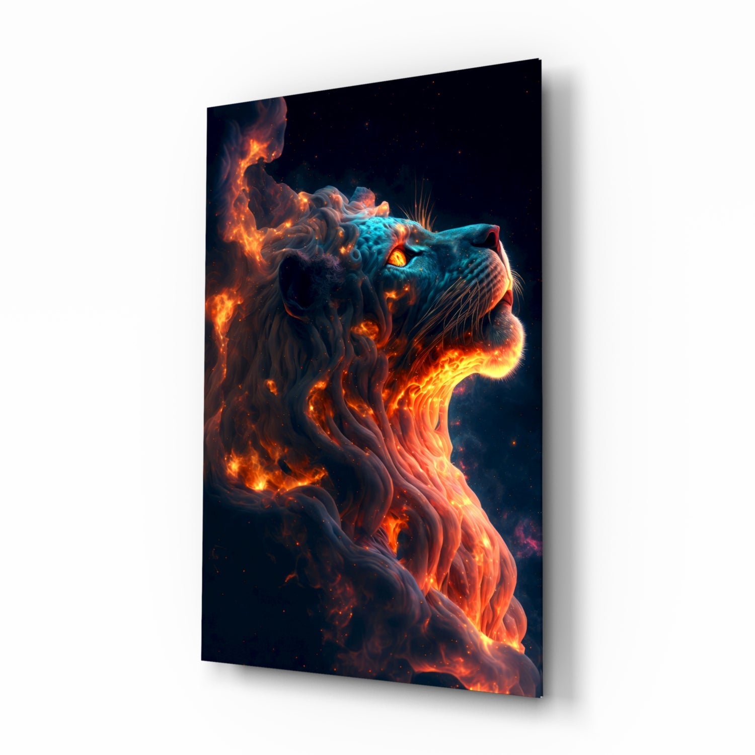 Fire Lion Glass Wall Art.