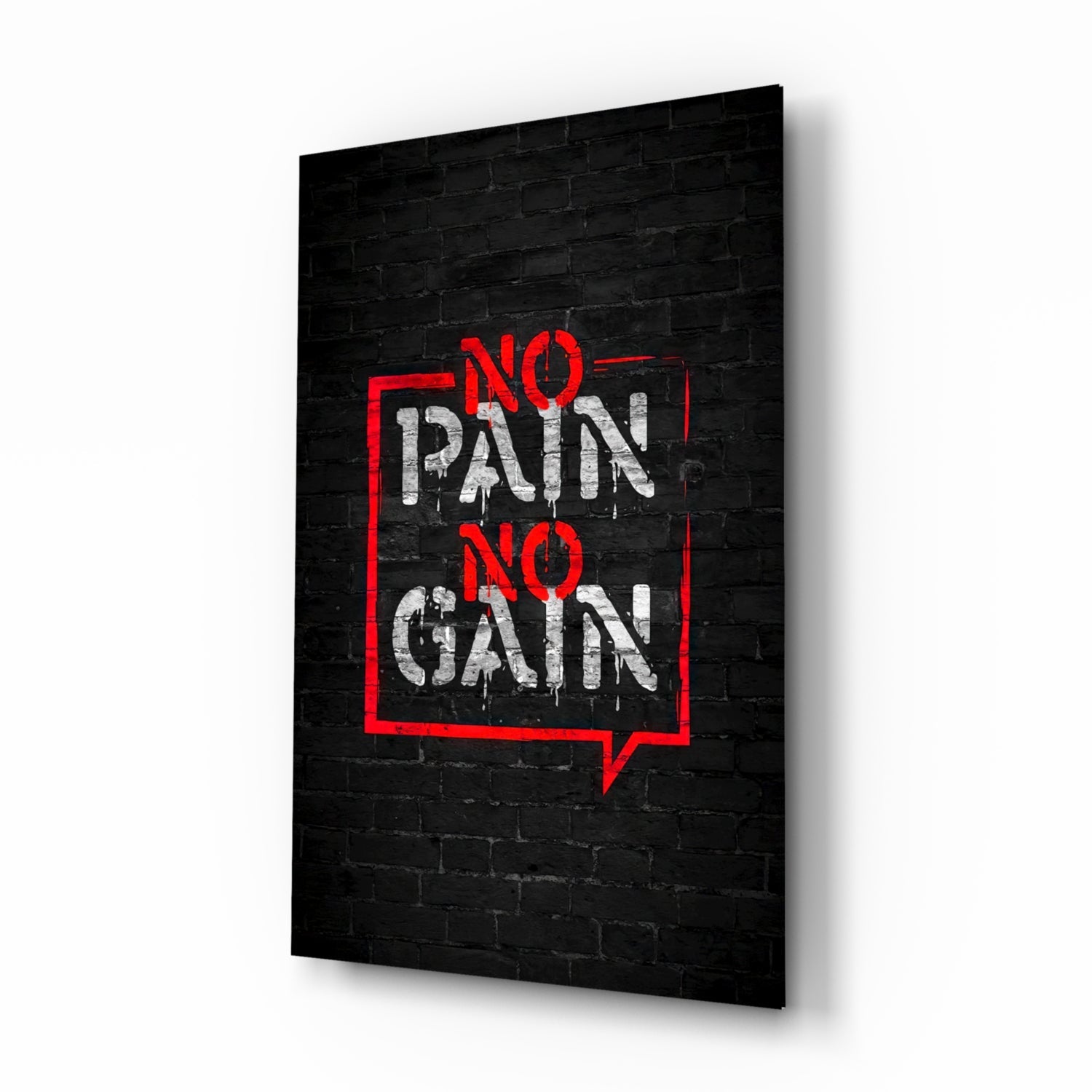 No Pain No Gain Glass Wall Art.